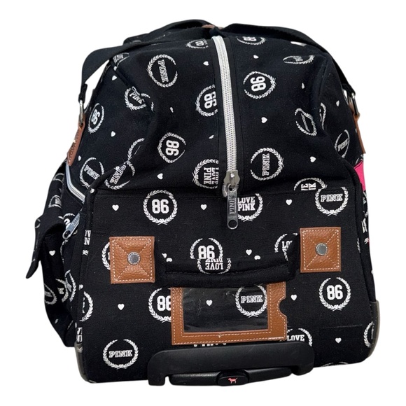 |Y2K| VICTORIA’S SECRET PINK Spell Out Rolling Carryon Luggage Weekender Bag - Picture 4 of 8